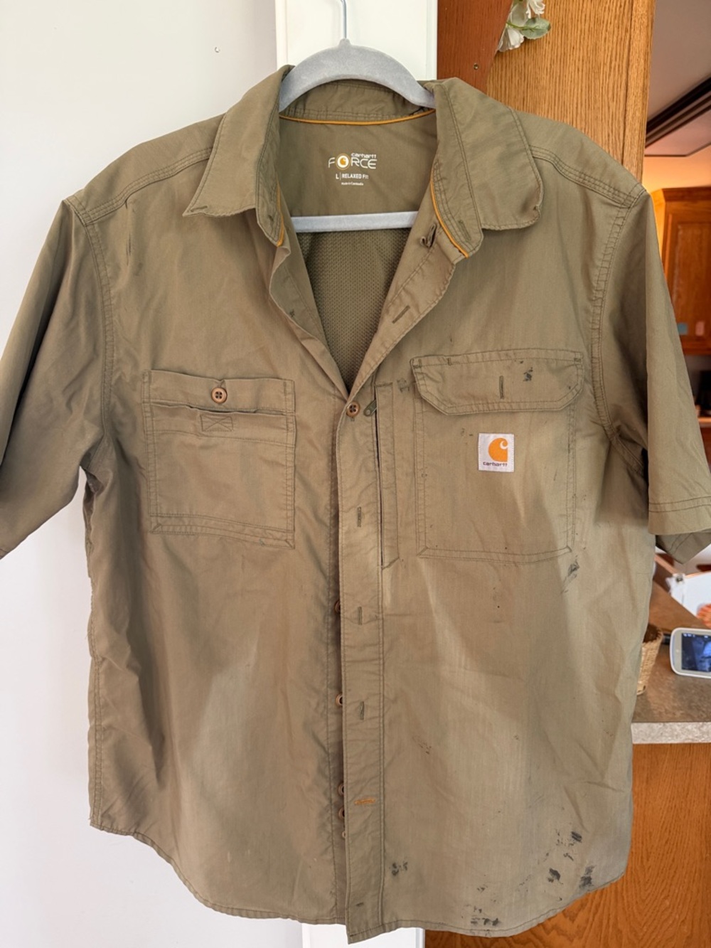 Carhartt Short-Sleeve Force Work Shirt in Olive Green